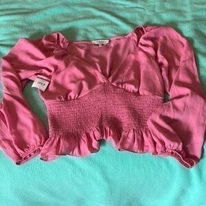 NWOT WAYF Pink Blouse, Size Large!